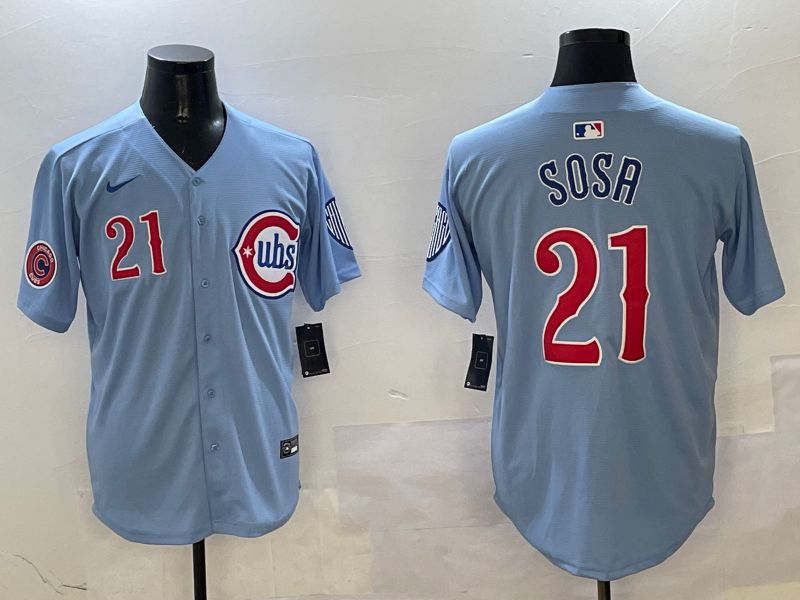Men Chicago Cubs #21 Sosa Light Blue Throwback Fashion 2025 Nike MLB Jersey style 6->detroit tigers->MLB Jersey